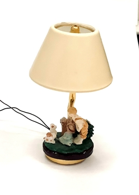 Hummel Style Lamp, Two Children and their Pets